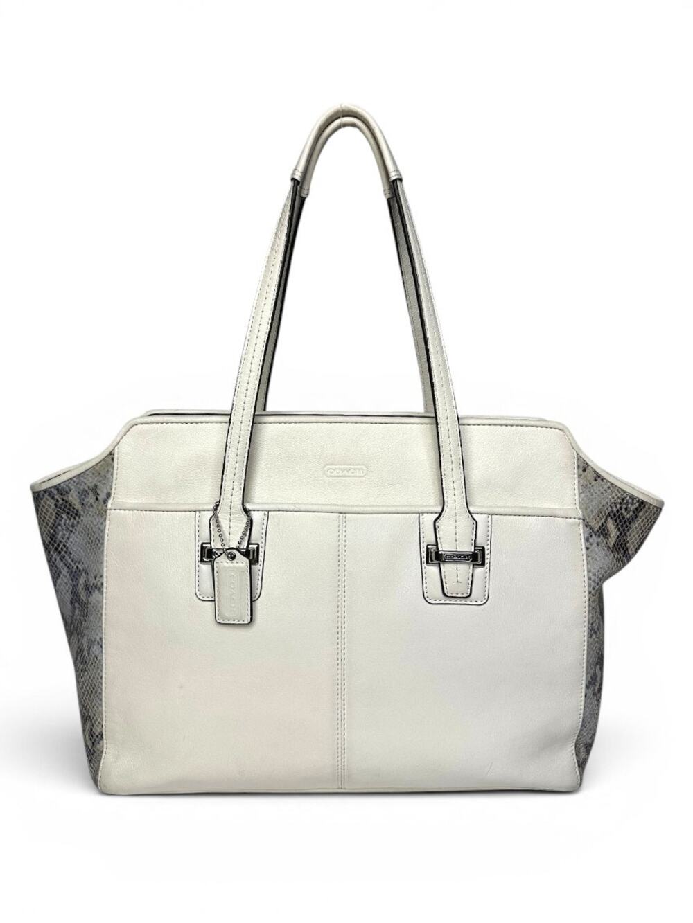 Coach Taylor Python Mixed Leather Ivory Snake Print Carryall Tote Bag F30142